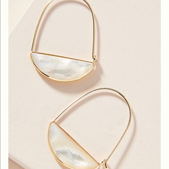 Anthropologie Jewelry - Anthropologie large stone crescent hoop earring